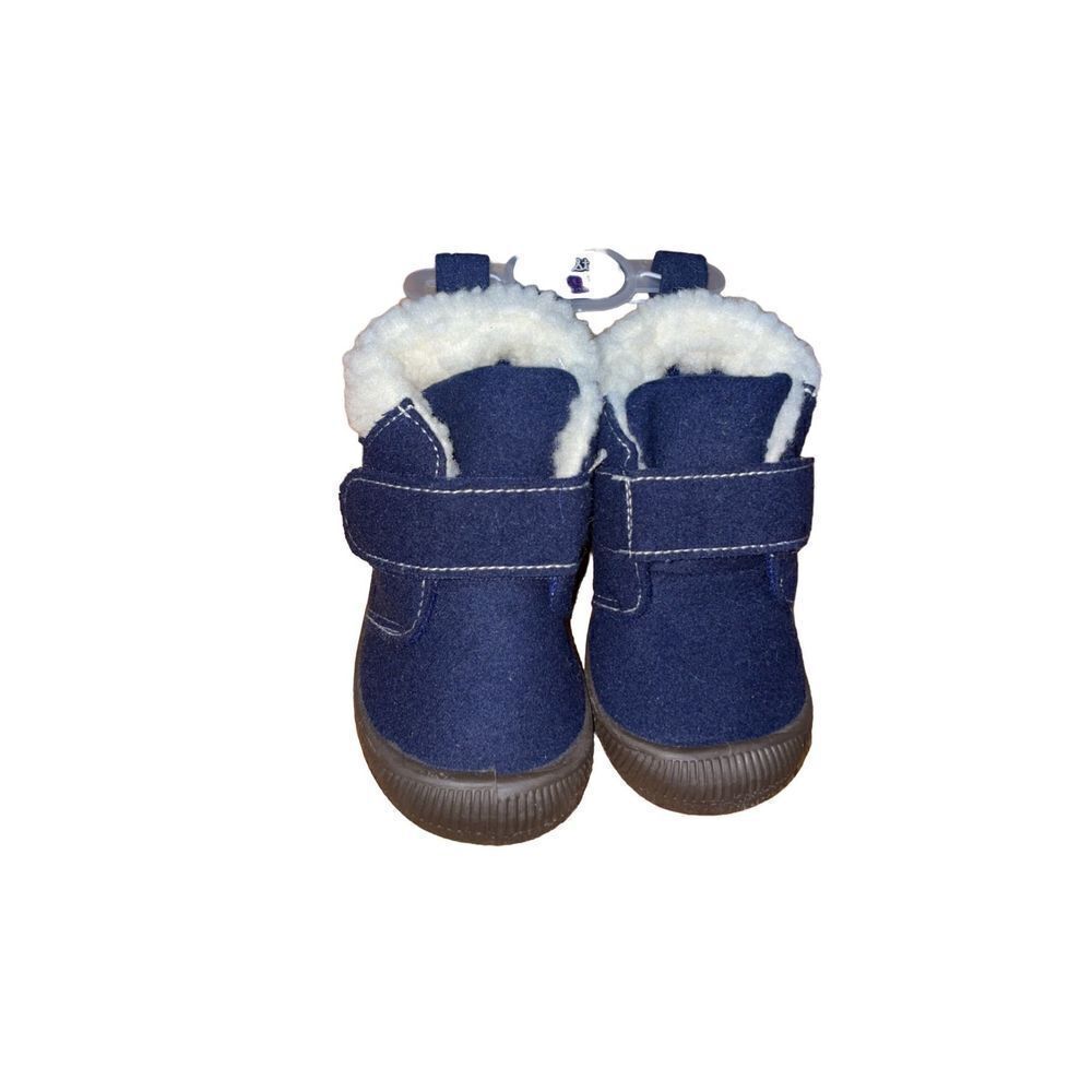 First Steps by Stepping Stones Denim Blue Baby Bootie Sherpa Lined Size 5 NWT